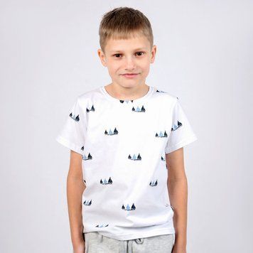 Футболка с принтом для мальчика Фламинго Белый, размер: 164, арт. 864-424 864-424 фото